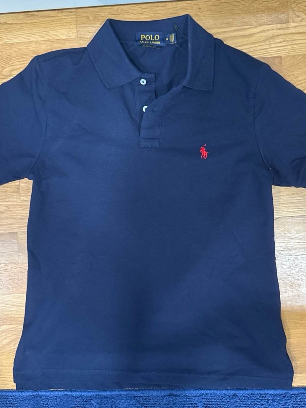 Polo by Ralph Lauren Boys' Navy Short-Sleeve Polo with Red Pony